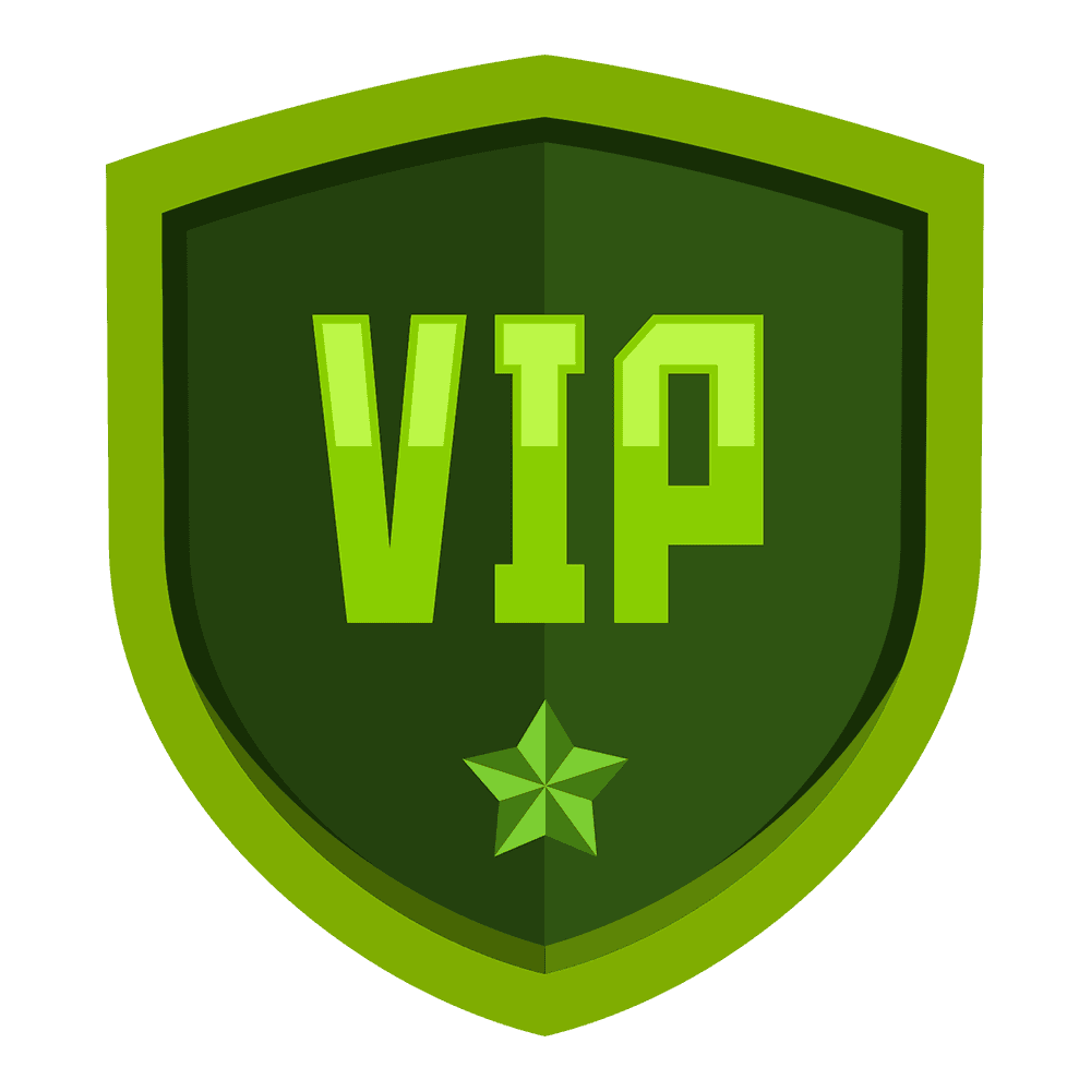 The VIP rank badge — a green shield